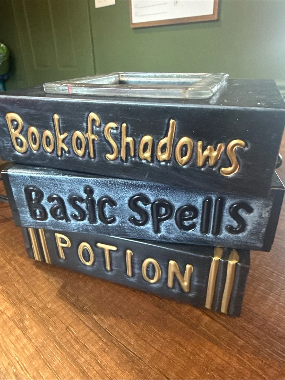 Sentsy #undermyspell Bookstack Decorative wax candle warmer  - Black and Gold